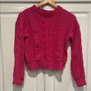 Brand New XS Pink Cable Knit Crop top Sweater
